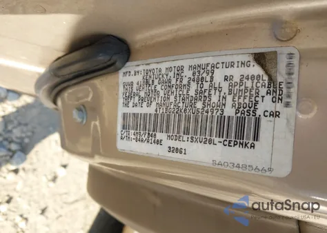 1999 Toyota Camry Le из США, поврежденный, VIN 4T1BG22K0XU524973